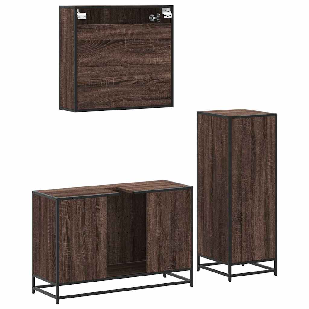 Ensemble de meubles de salle de bain 3 pcs Chêne marron