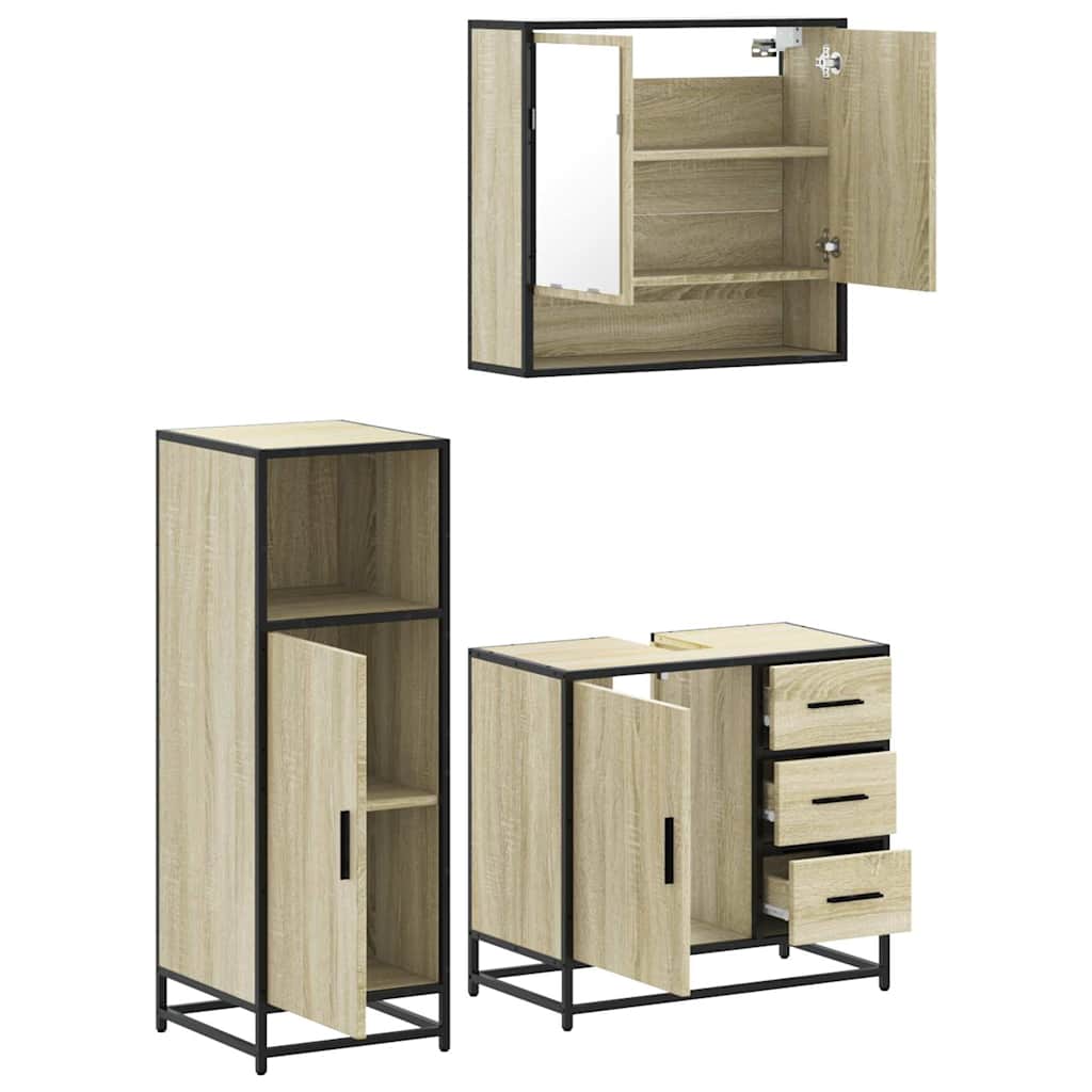 Ensemble de meubles de salle de bain 3 pcs chêne sonoma