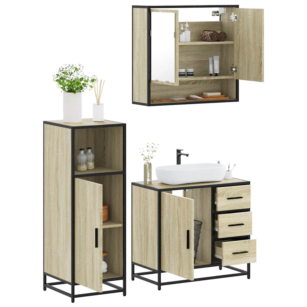 Ensemble de meubles de salle de bain 3 pcs chêne sonoma