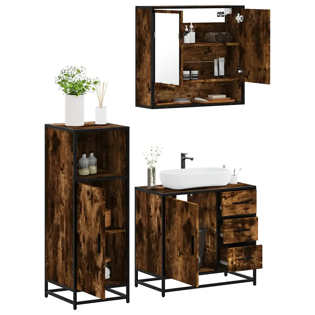 Ensemble de meubles de salle de bain 3 pcs Chêne fumé - XIOS