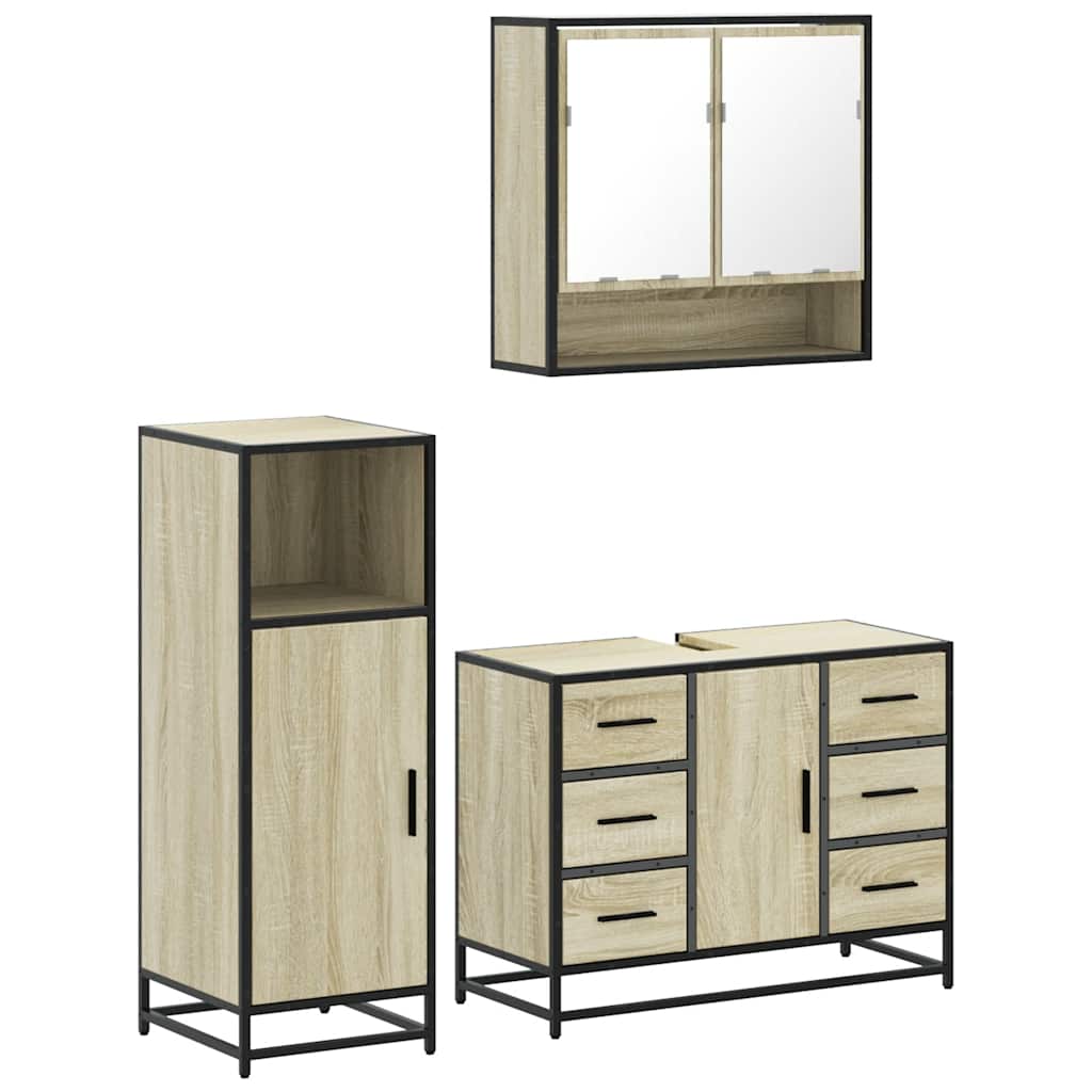 Ensemble de meubles de salle de bain 3 pcs chêne sonoma