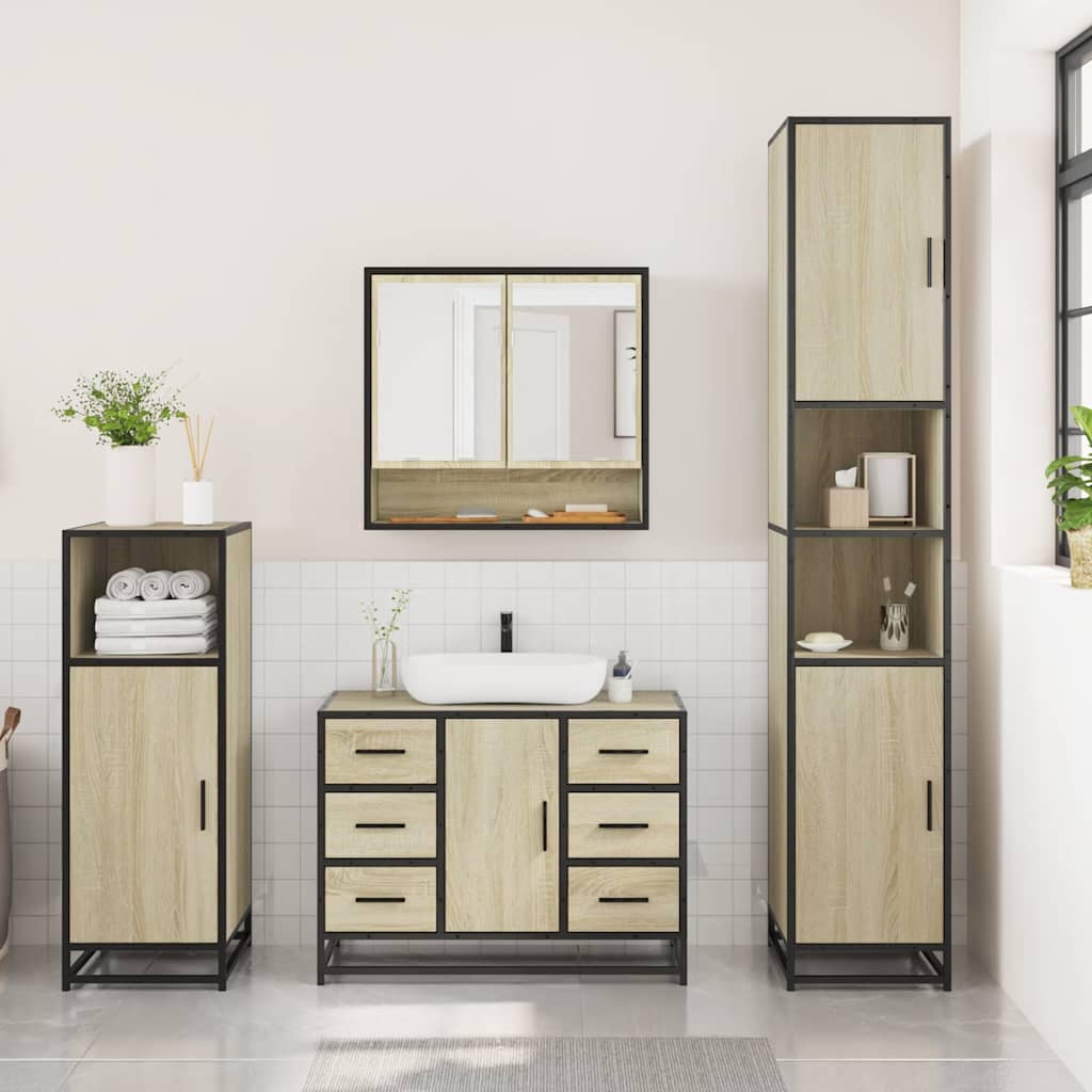 Ensemble de meubles de salle de bain 3 pcs chêne sonoma