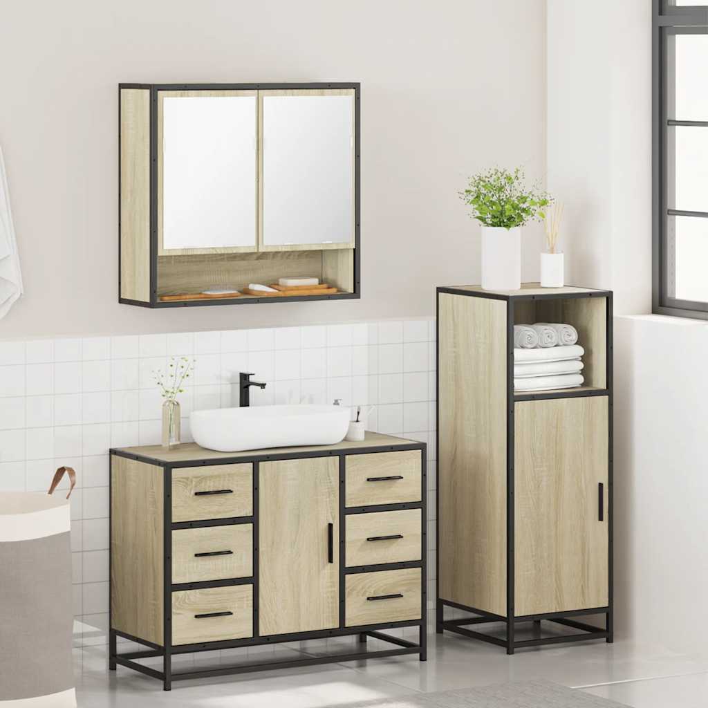 Ensemble de meubles de salle de bain 3 pcs chêne sonoma