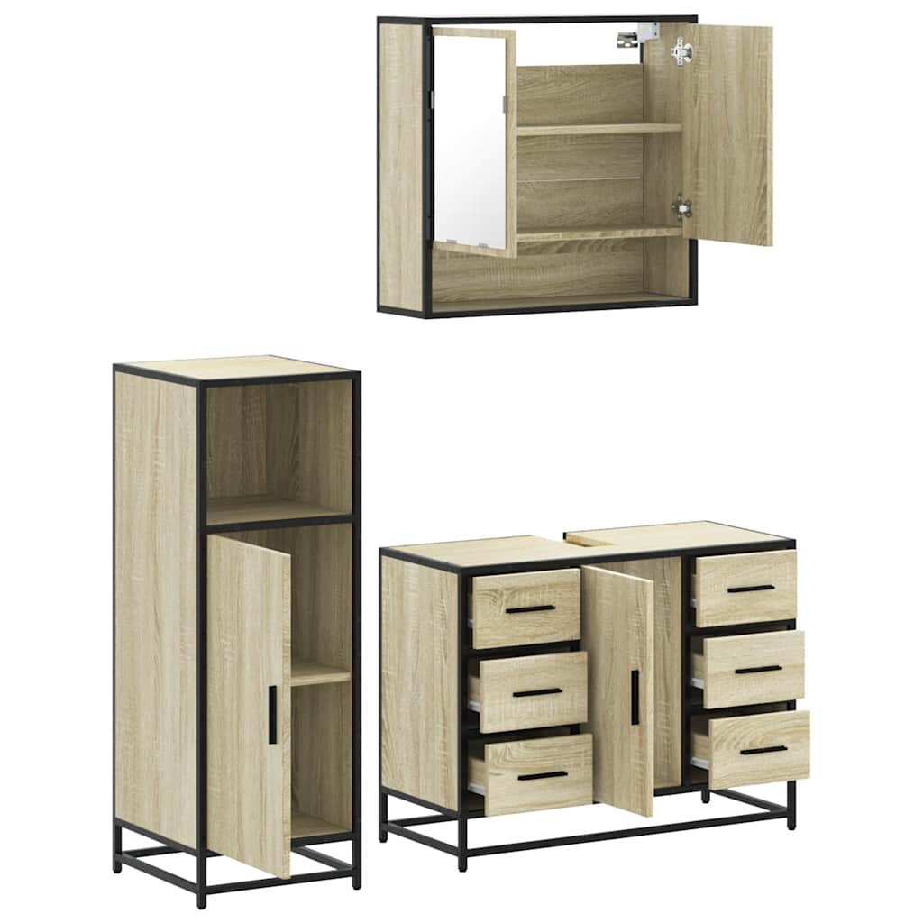 Ensemble de meubles de salle de bain 3 pcs chêne sonoma
