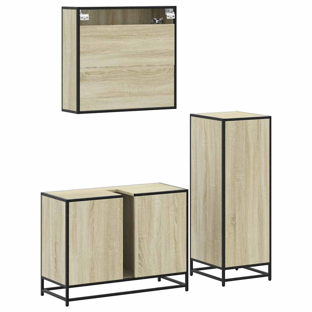 Ensemble de meubles de salle de bain 3 pcs chêne sonoma
