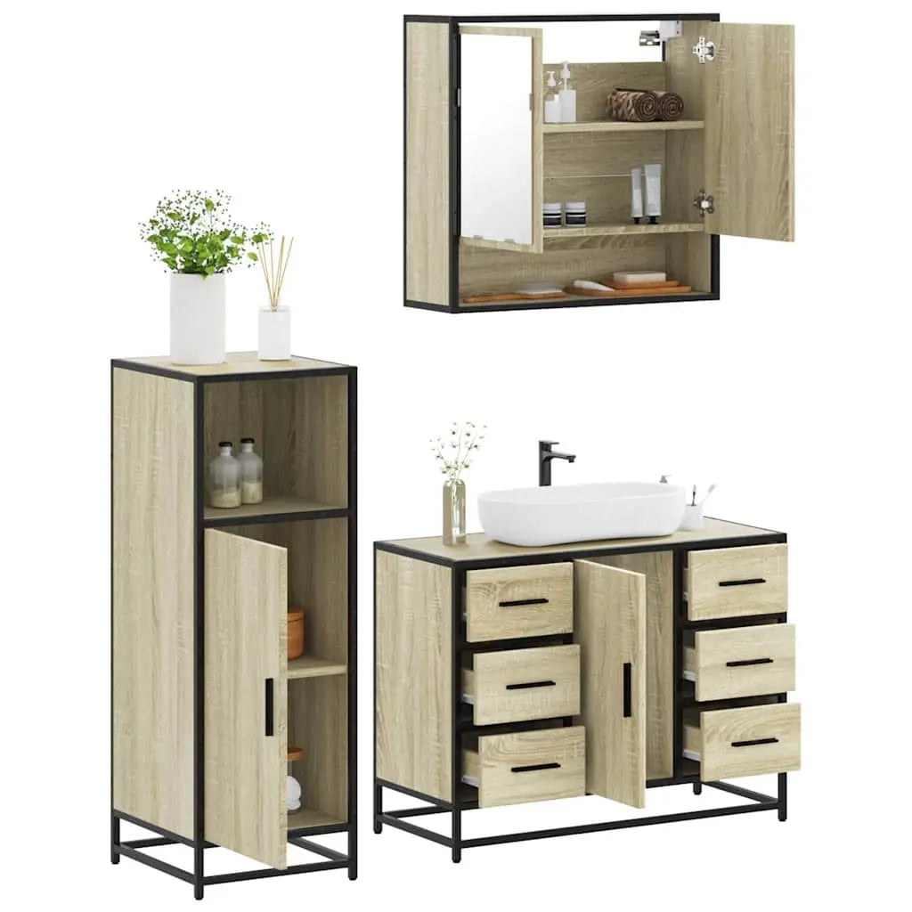 Ensemble de meubles de salle de bain 3 pcs chêne sonoma - XIOS