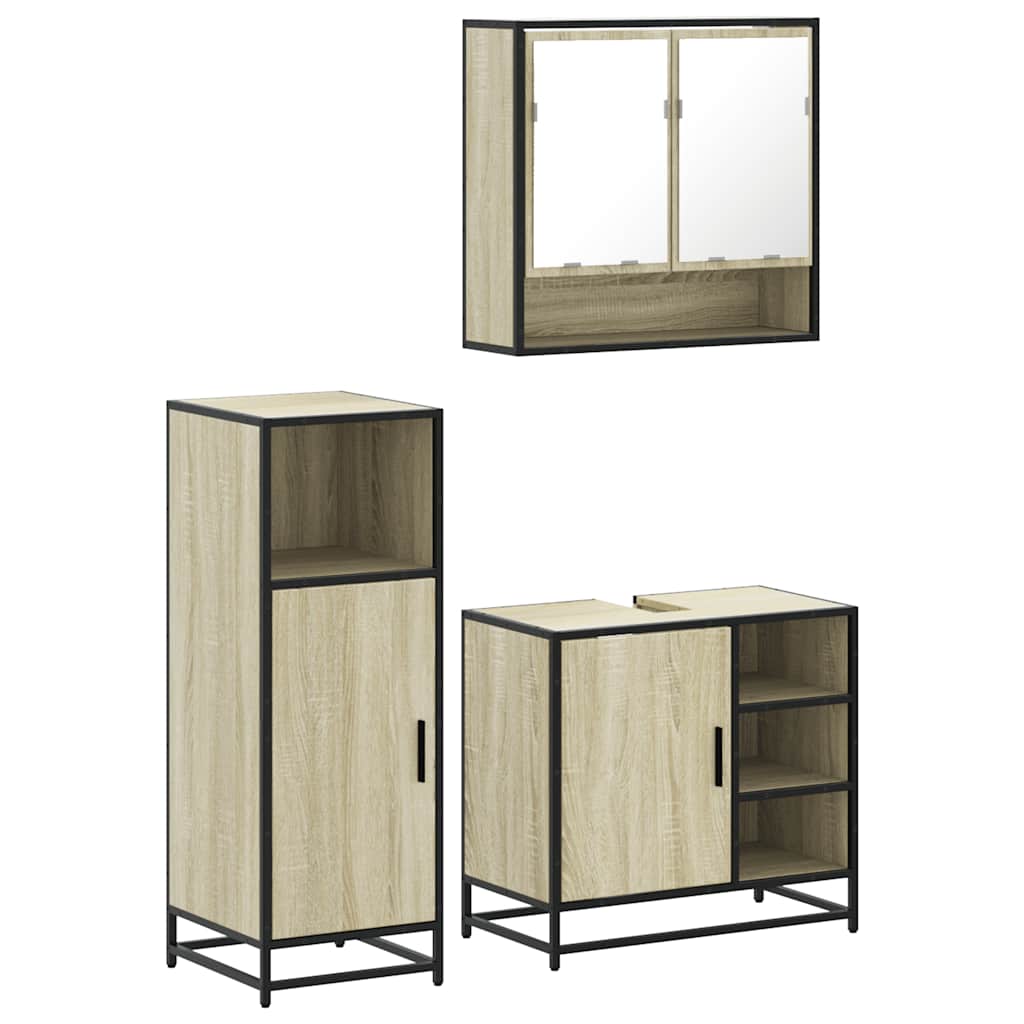 Ensemble de meubles de salle de bain 3 pcs chêne sonoma