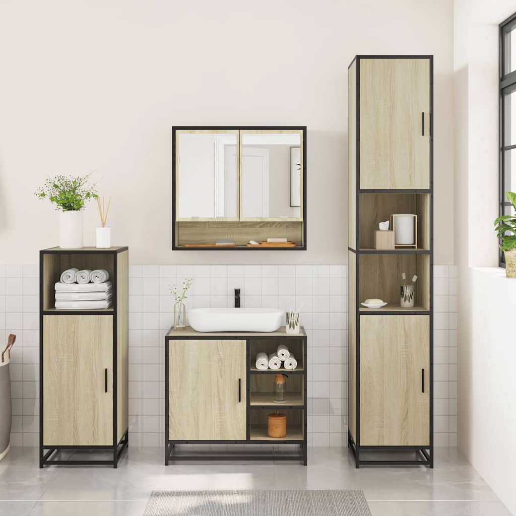 Ensemble de meubles de salle de bain 3 pcs chêne sonoma