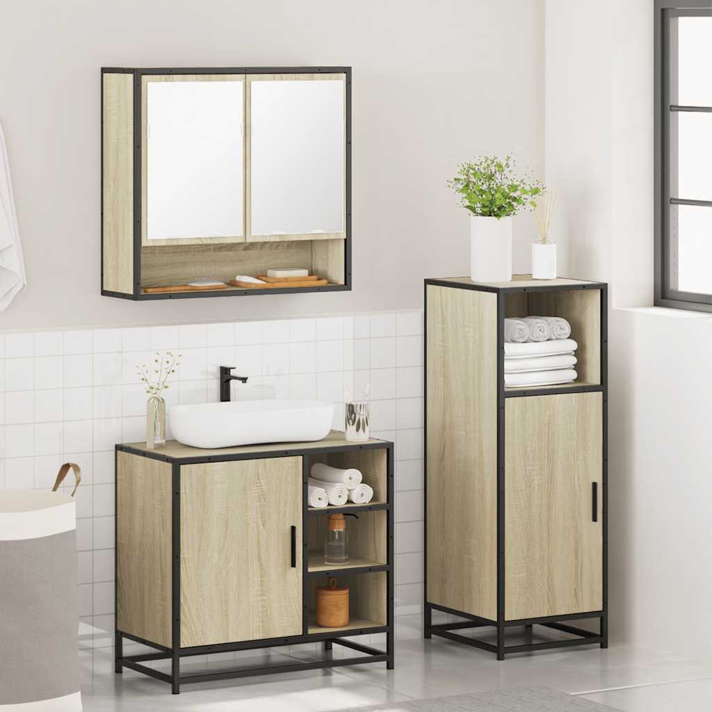 Ensemble de meubles de salle de bain 3 pcs chêne sonoma