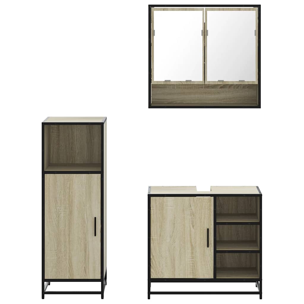Ensemble de meubles de salle de bain 3 pcs chêne sonoma