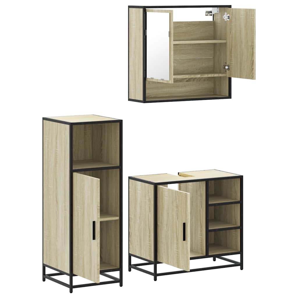 Ensemble de meubles de salle de bain 3 pcs chêne sonoma