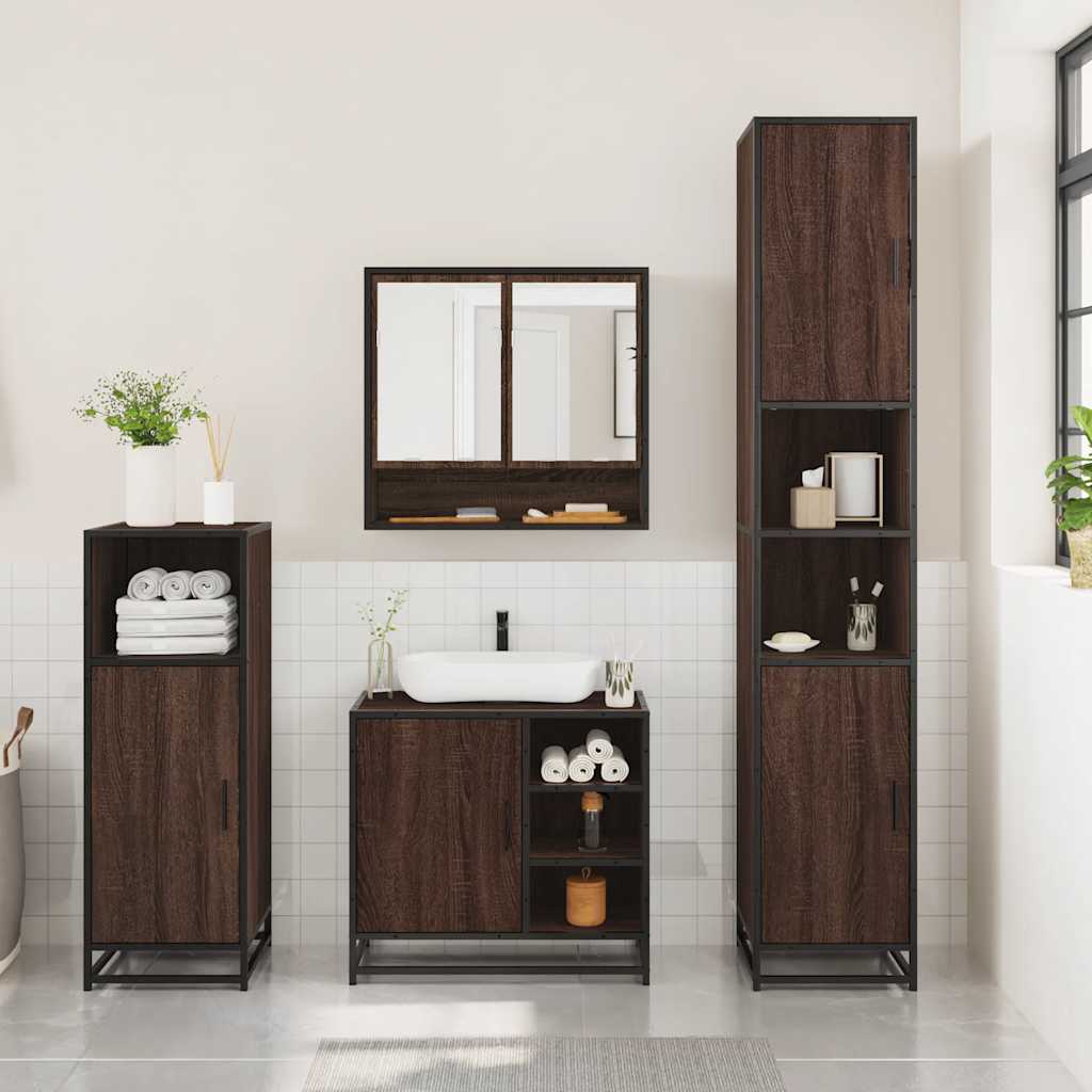 Ensemble de meubles de salle de bain 3 pcs Chêne marron