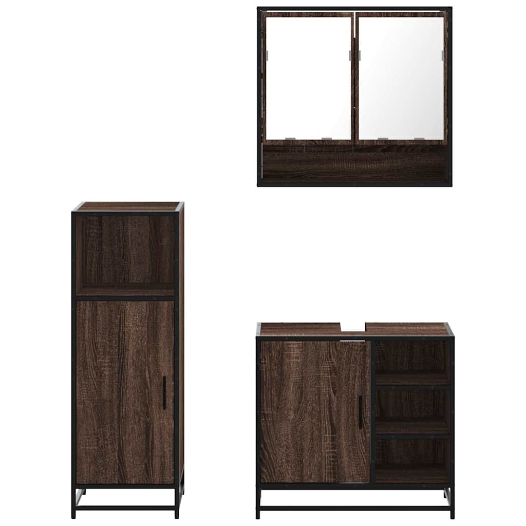 Ensemble de meubles de salle de bain 3 pcs Chêne marron