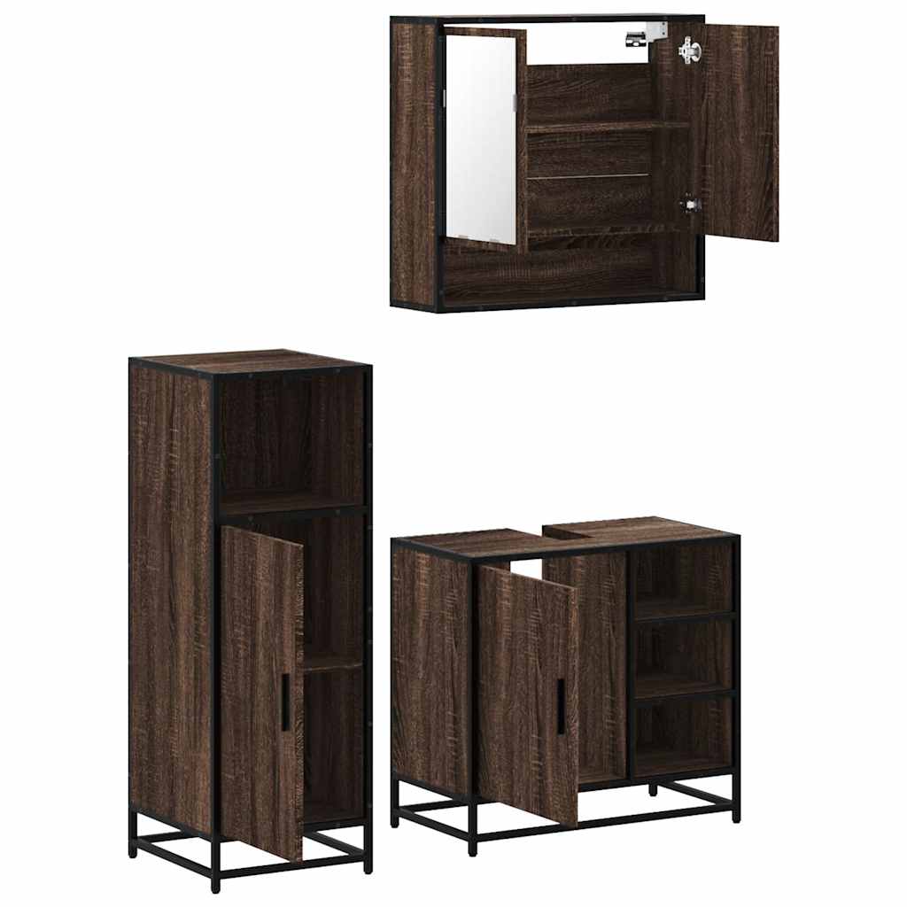 Ensemble de meubles de salle de bain 3 pcs Chêne marron