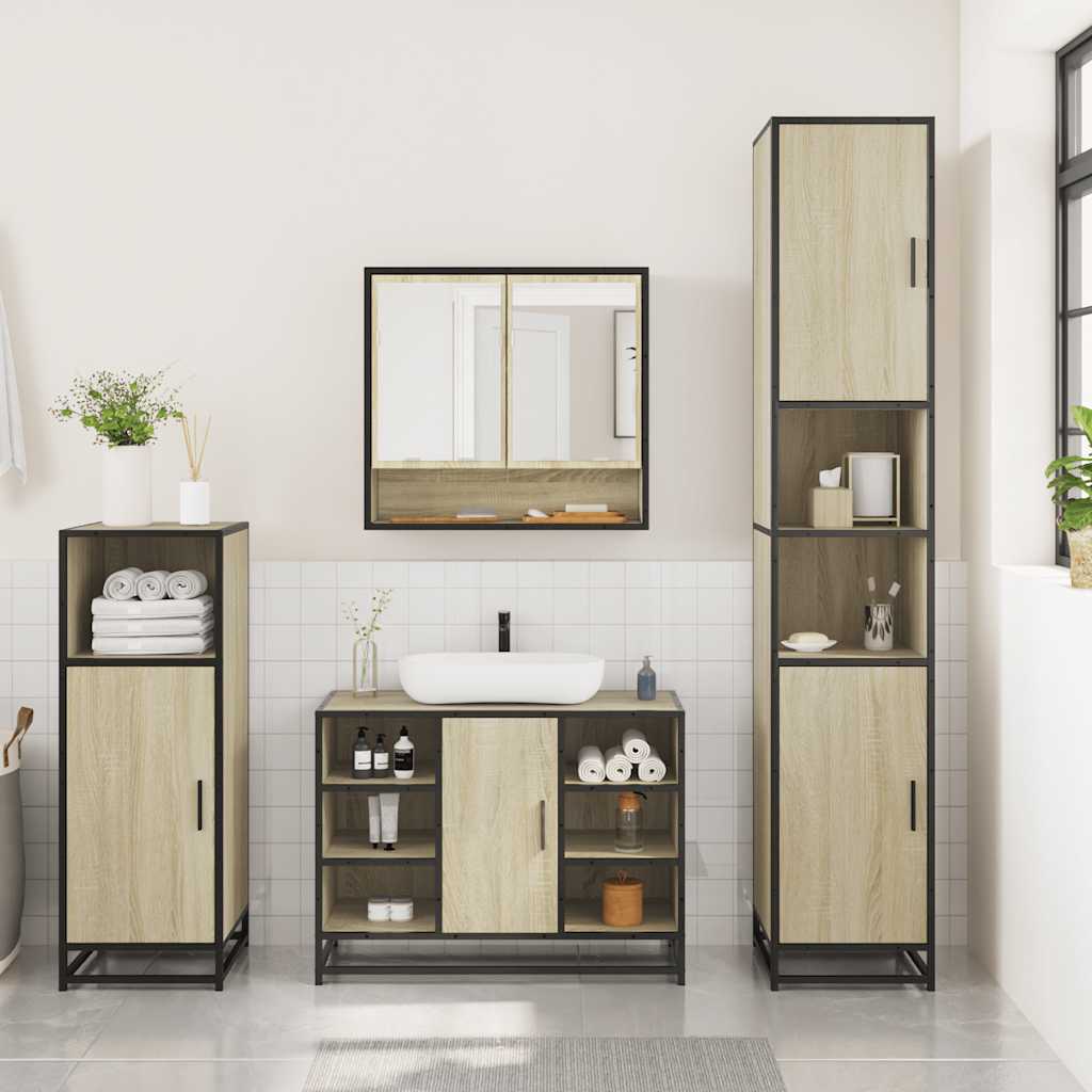 Ensemble de meubles de salle de bain 3 pcs chêne sonoma