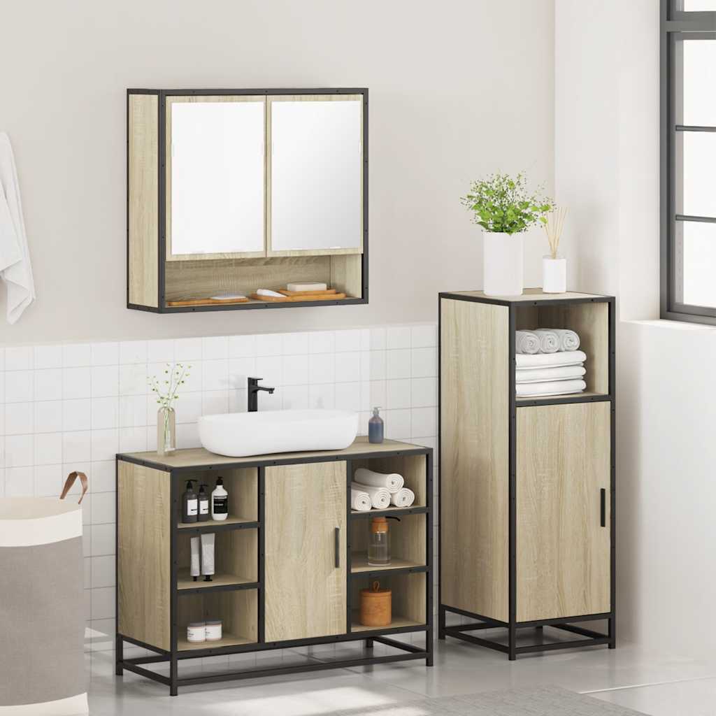 Ensemble de meubles de salle de bain 3 pcs chêne sonoma