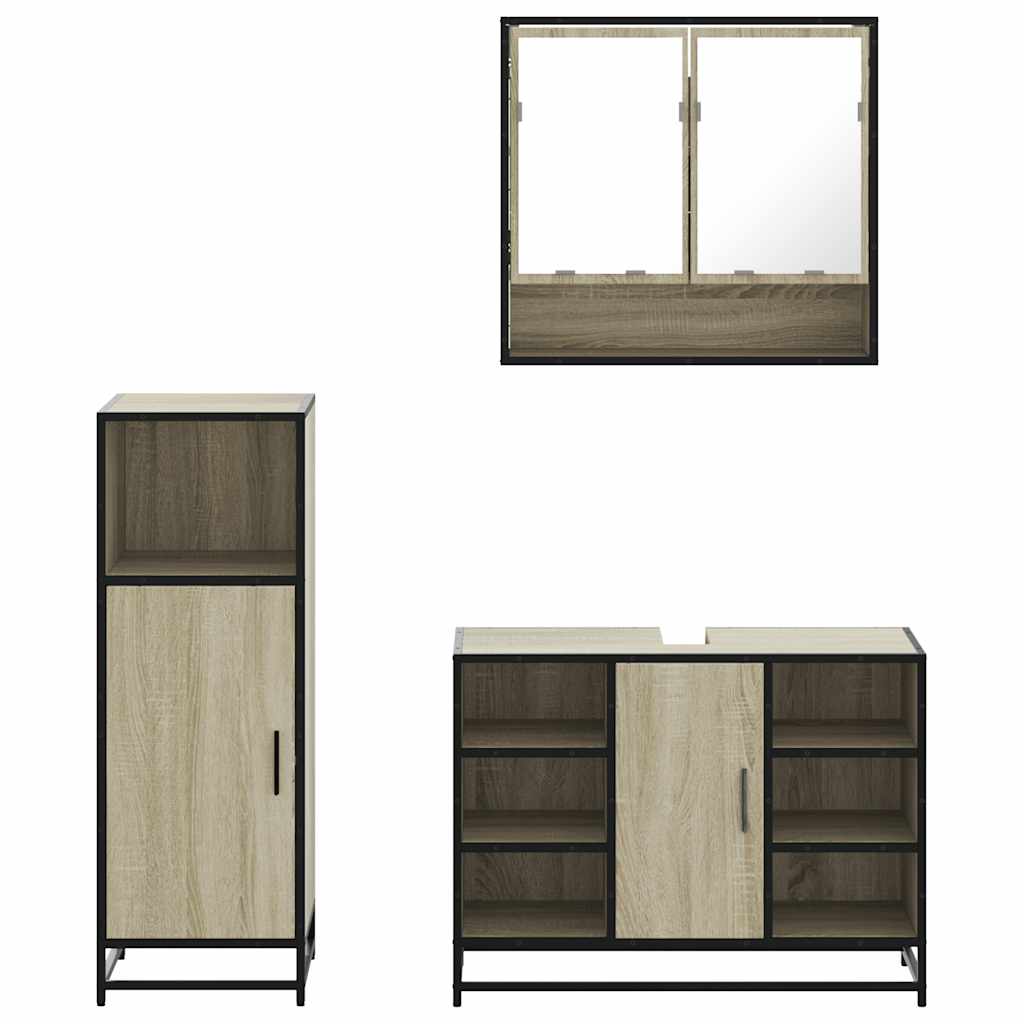 Ensemble de meubles de salle de bain 3 pcs chêne sonoma