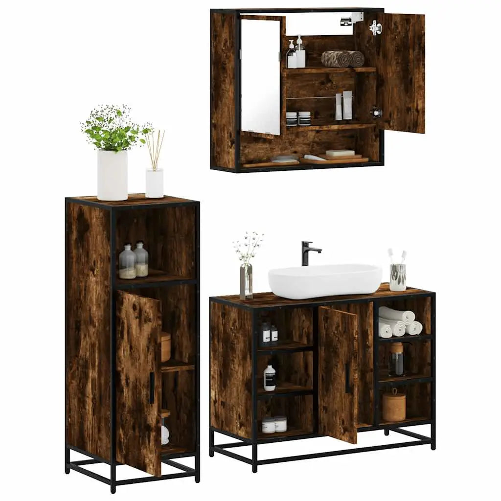 Ensemble de meubles de salle de bain 3 pcs Chêne fumé - XIOS