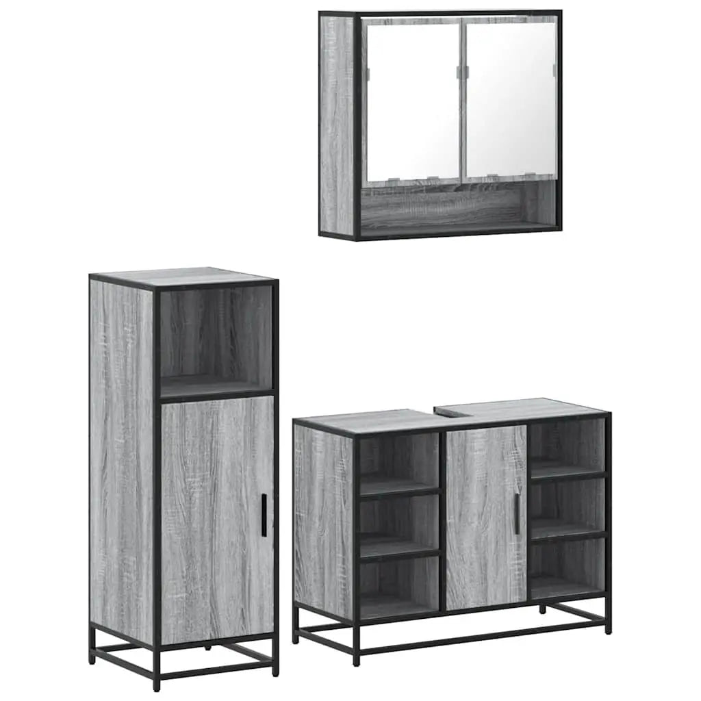 Ensemble de meubles de salle de bain 3 pcs Sonoma gris - XIOS