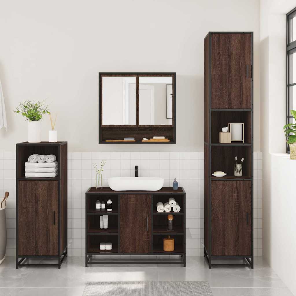 Ensemble de meubles de salle de bain 3 pcs Chêne marron