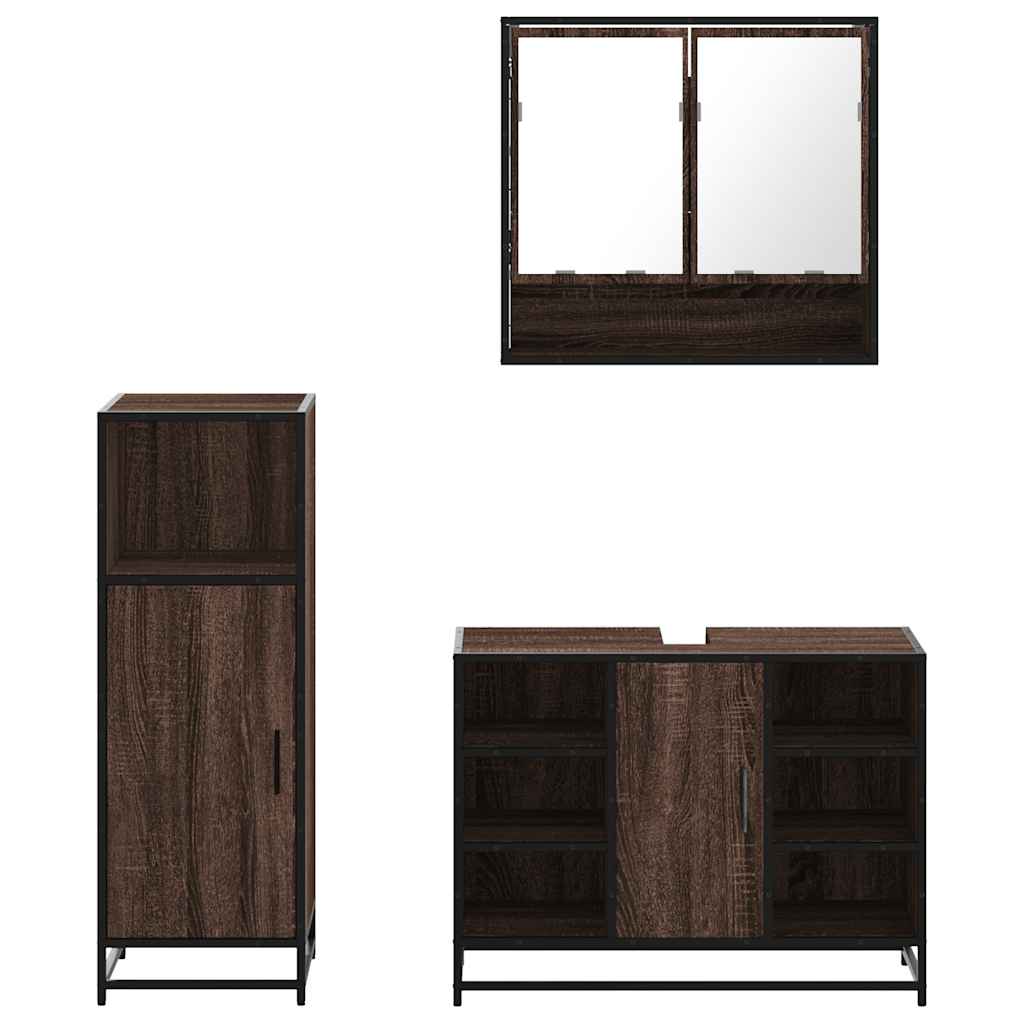 Ensemble de meubles de salle de bain 3 pcs Chêne marron