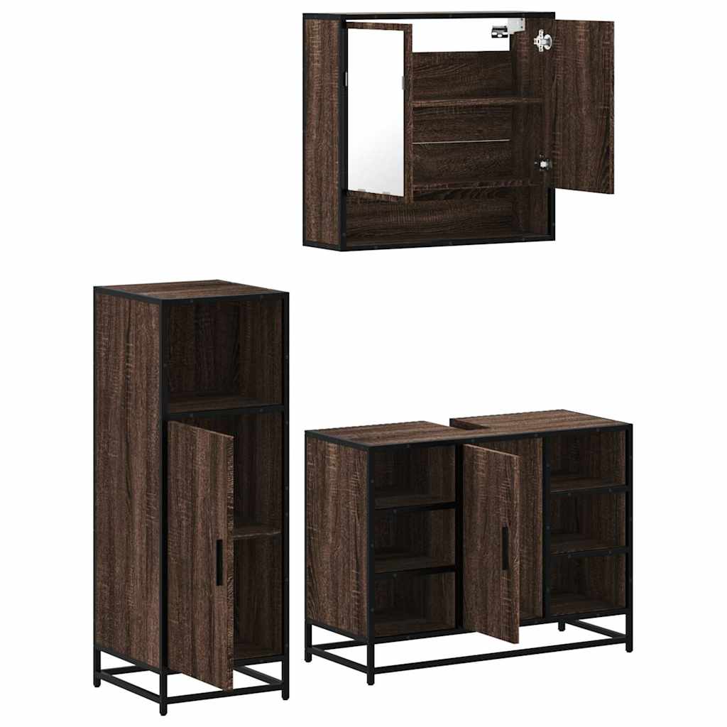 Ensemble de meubles de salle de bain 3 pcs Chêne marron