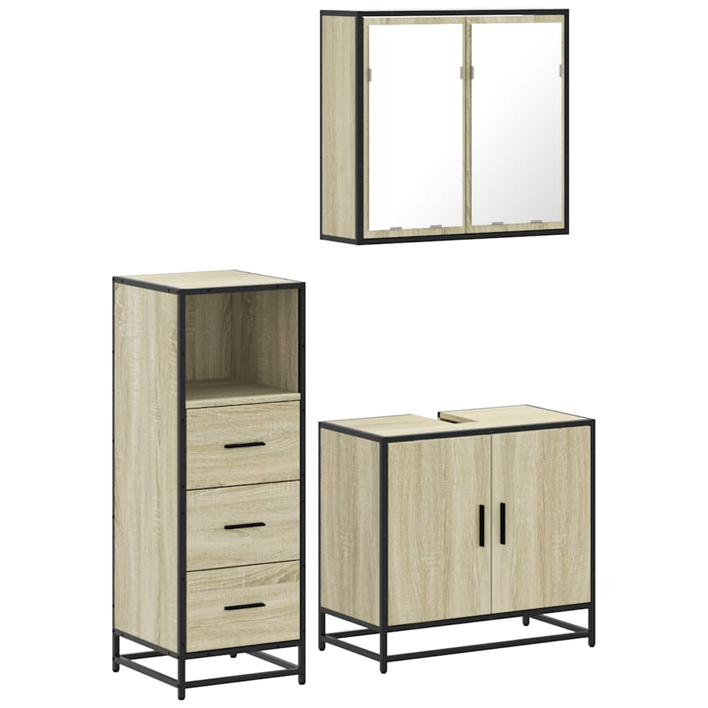 Ensemble de meubles de salle de bain 3 pcs chêne sonoma
