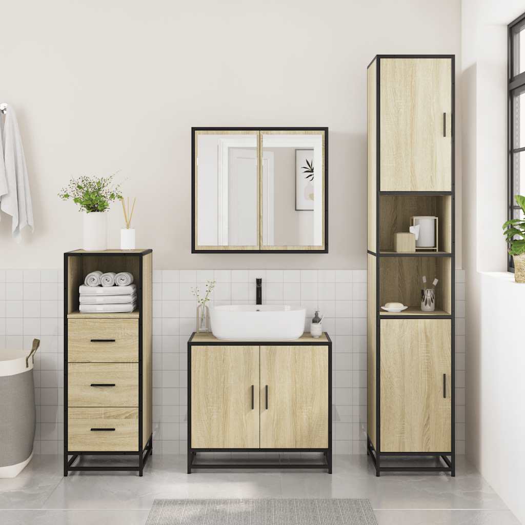 Ensemble de meubles de salle de bain 3 pcs chêne sonoma