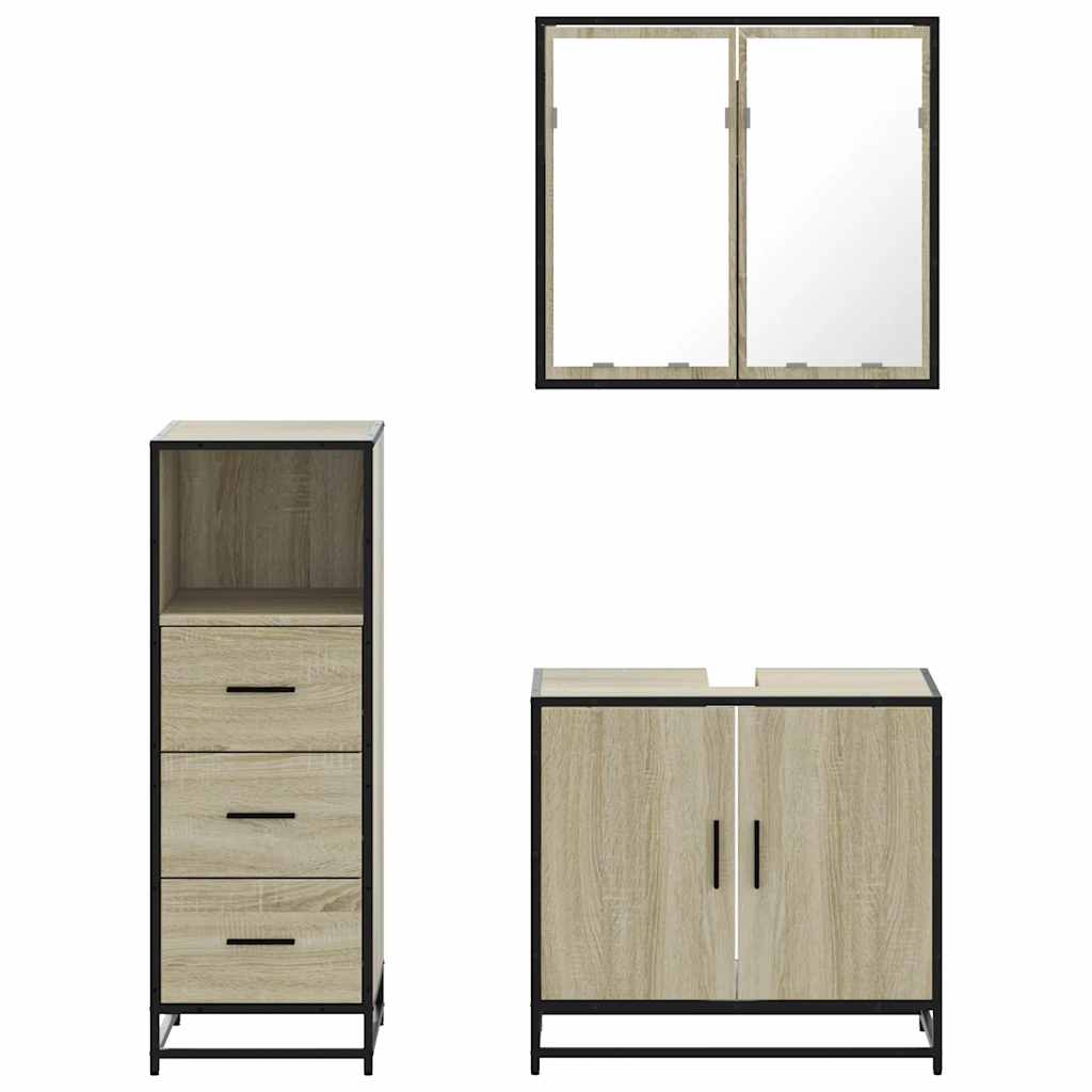 Ensemble de meubles de salle de bain 3 pcs chêne sonoma