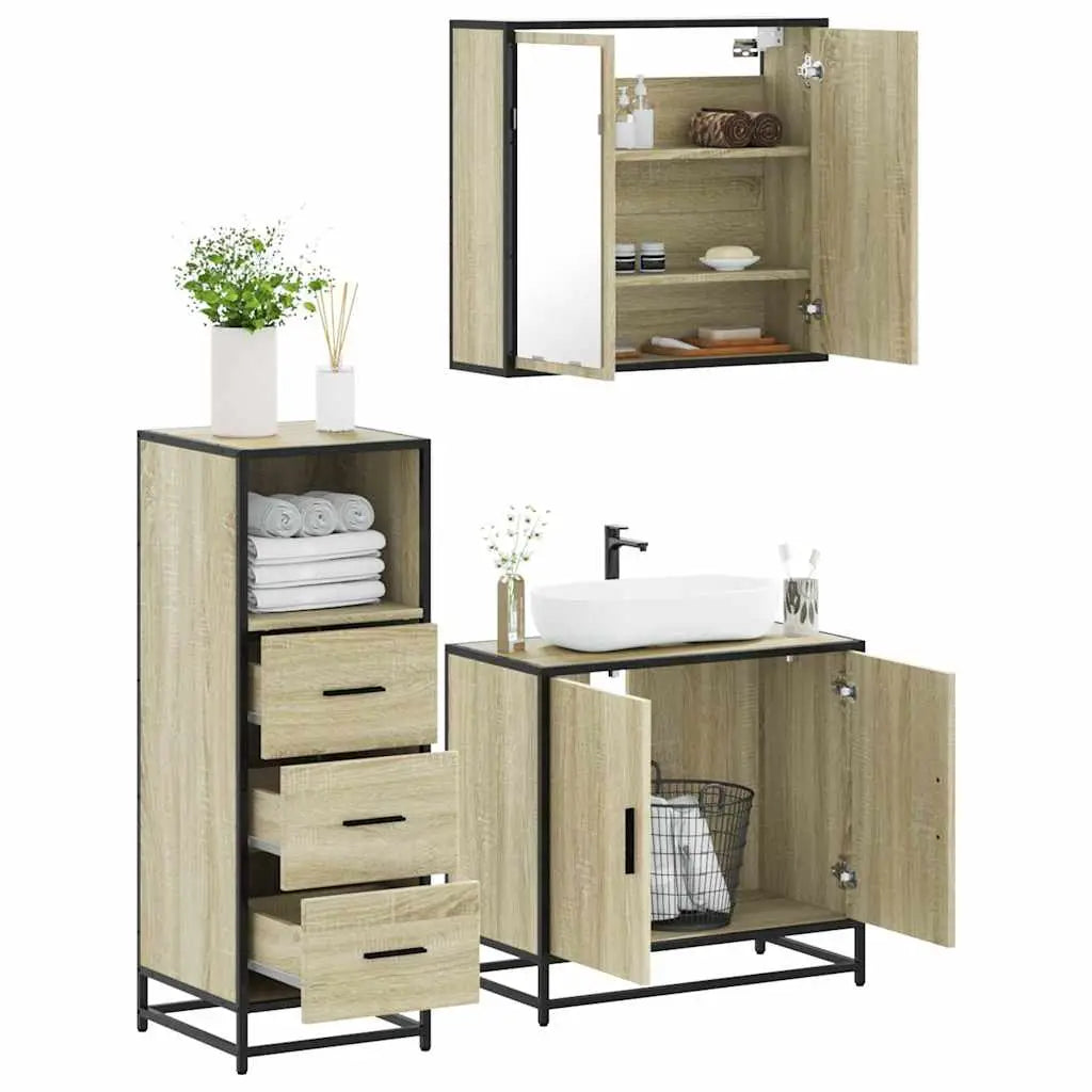 Ensemble de meubles de salle de bain 3 pcs chêne sonoma - XIOS