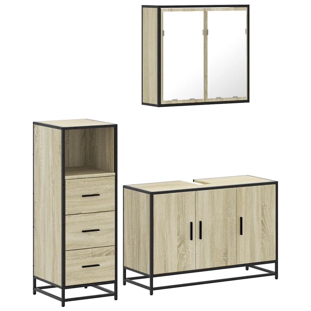 Ensemble de meubles de salle de bain 3 pcs chêne sonoma
