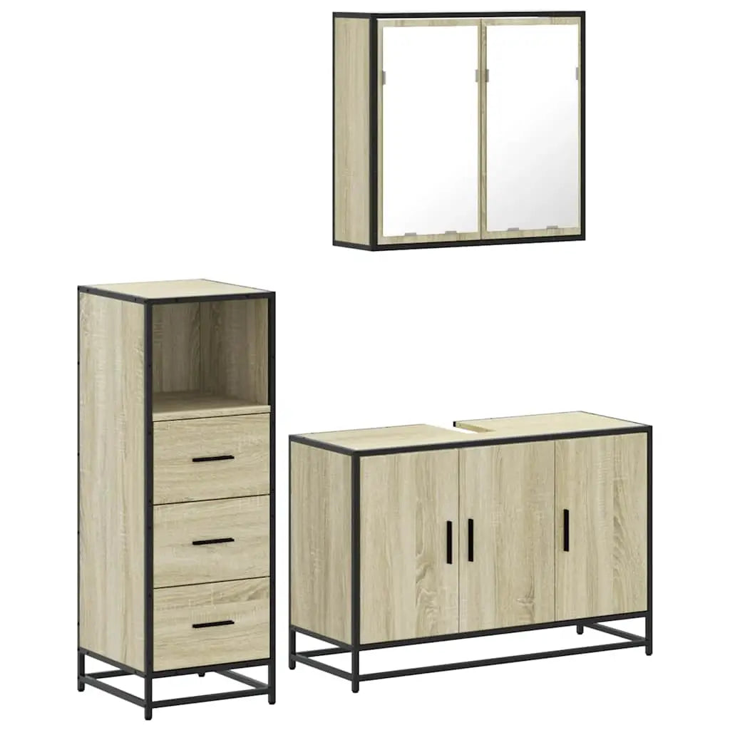 Ensemble de meubles de salle de bain 3 pcs chêne sonoma - XIOS
