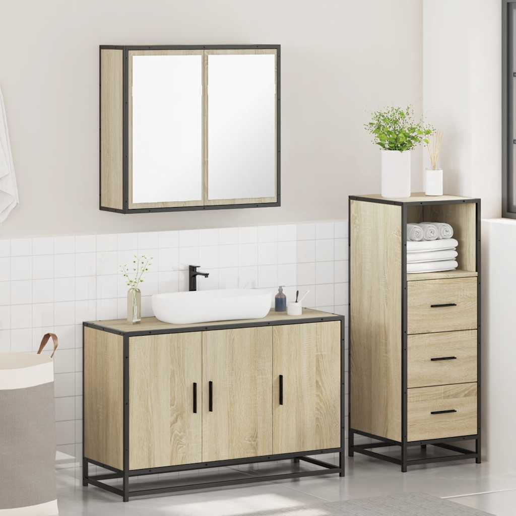 Ensemble de meubles de salle de bain 3 pcs chêne sonoma