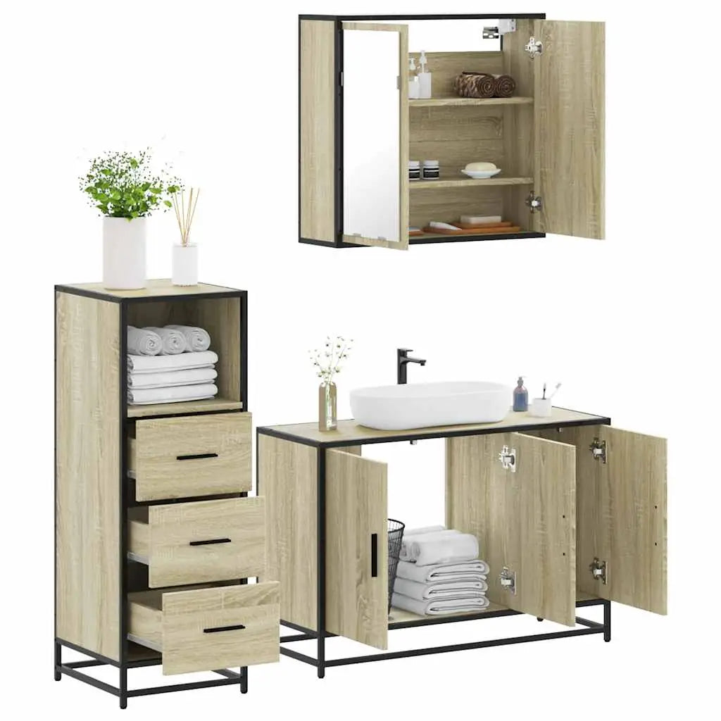 Ensemble de meubles de salle de bain 3 pcs chêne sonoma - XIOS