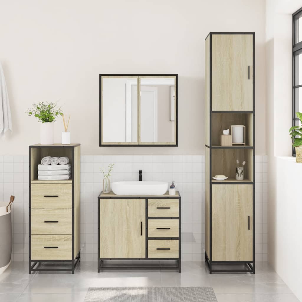 Ensemble de meubles de salle de bain 3 pcs chêne sonoma