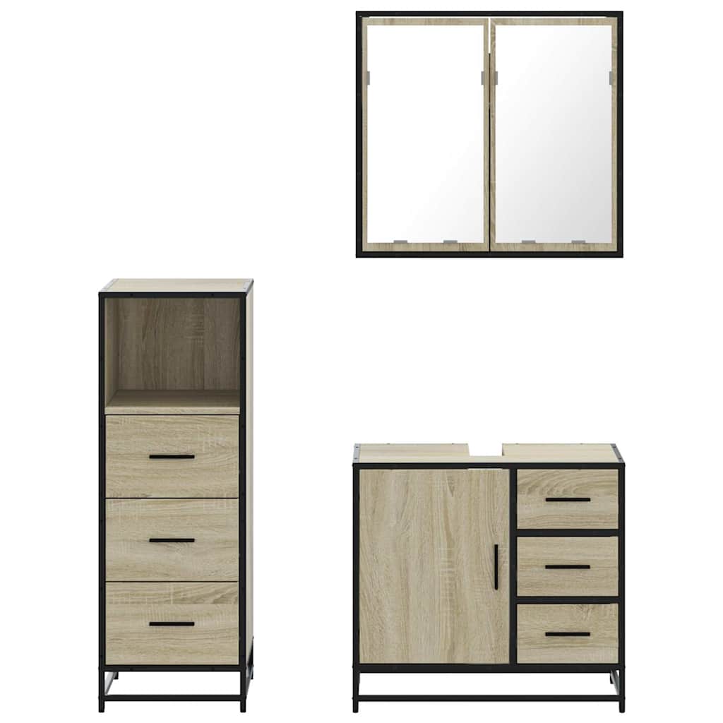 Ensemble de meubles de salle de bain 3 pcs chêne sonoma