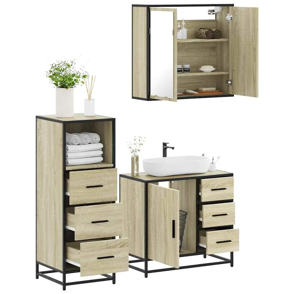Ensemble de meubles de salle de bain 3 pcs chêne sonoma - XIOS