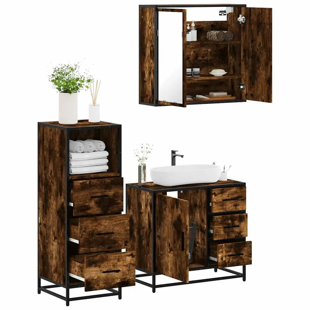 Ensemble de meubles de salle de bain 3 pcs Chêne fumé - XIOS