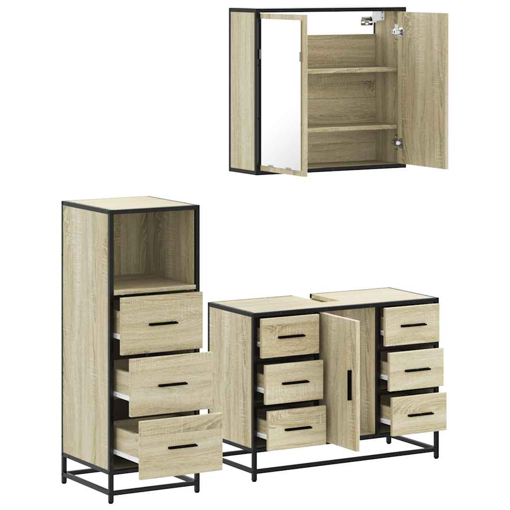 Ensemble de meubles de salle de bain 3 pcs chêne sonoma