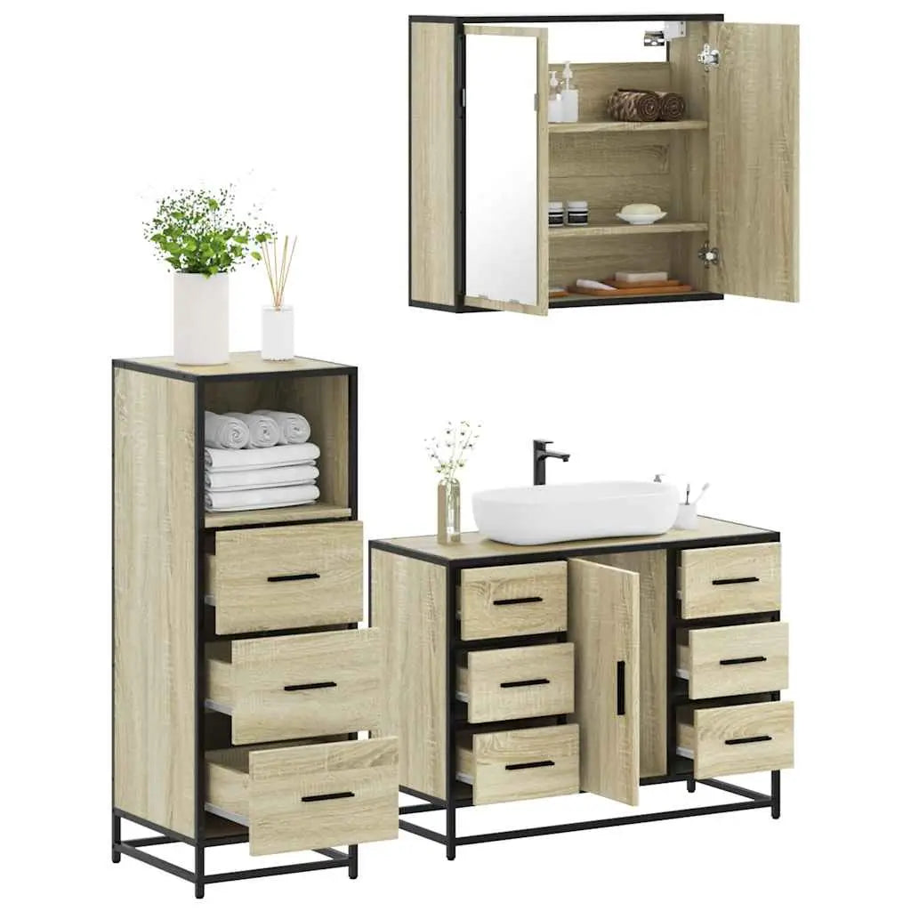 Ensemble de meubles de salle de bain 3 pcs chêne sonoma - XIOS