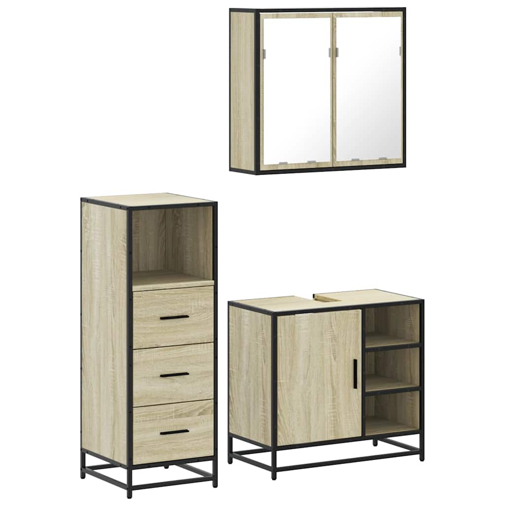 Ensemble de meubles de salle de bain 3 pcs chêne sonoma
