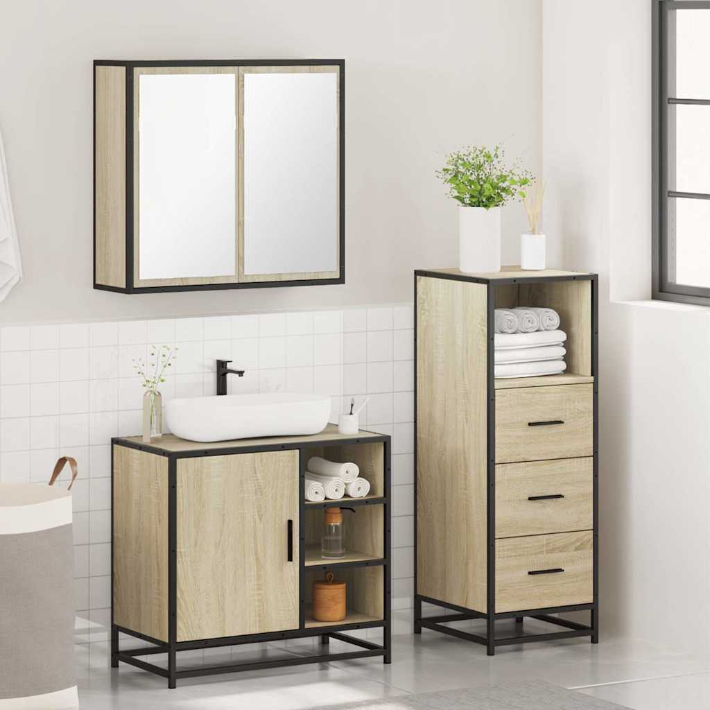 Ensemble de meubles de salle de bain 3 pcs chêne sonoma