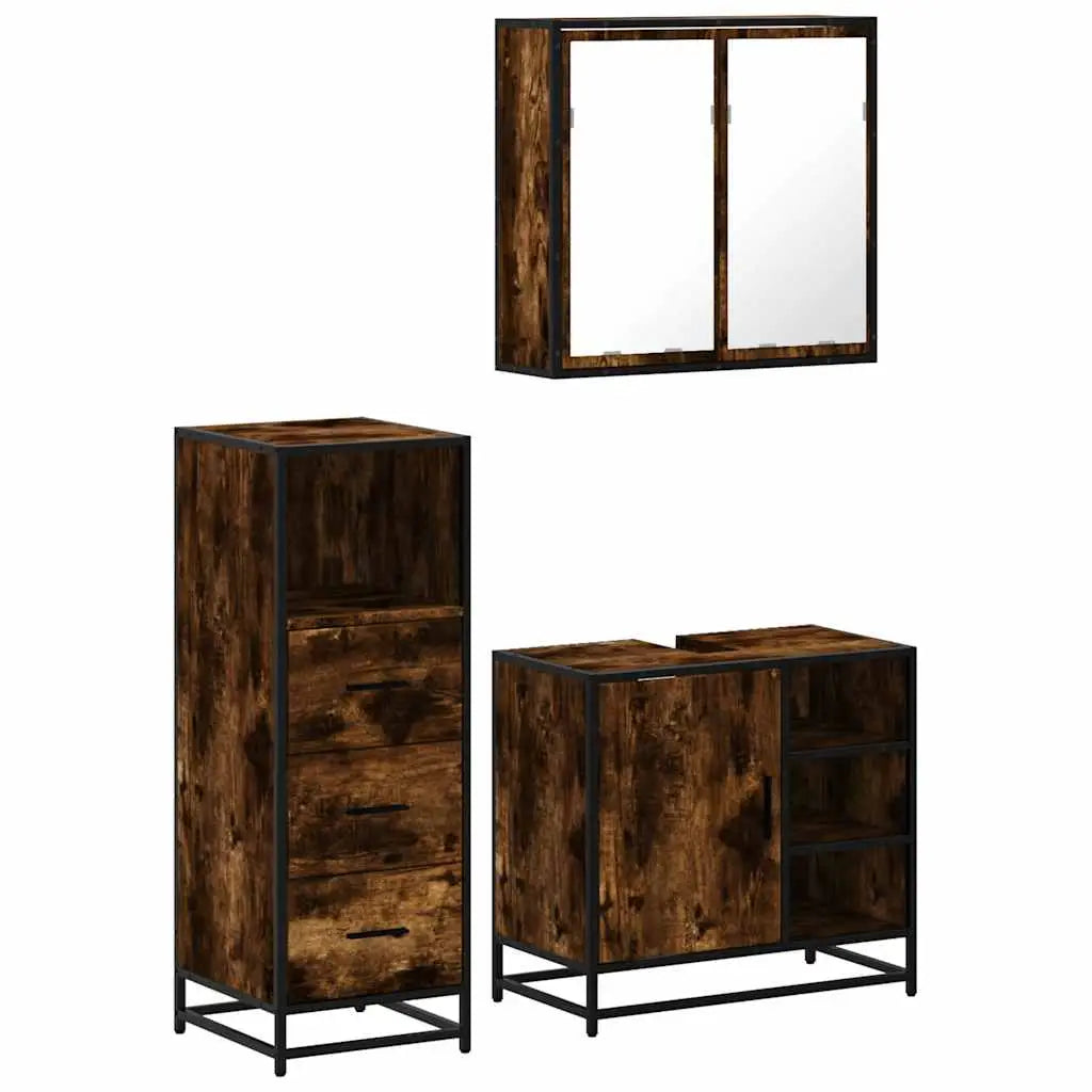 Ensemble de meubles de salle de bain 3 pcs Chêne fumé - XIOS
