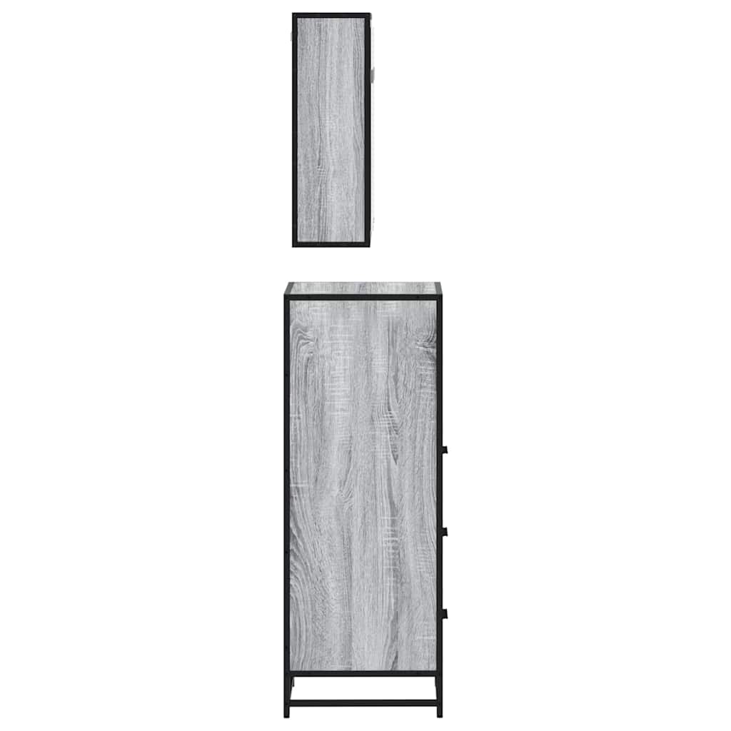 Ensemble de meubles de salle de bain 3 pcs Sonoma gris