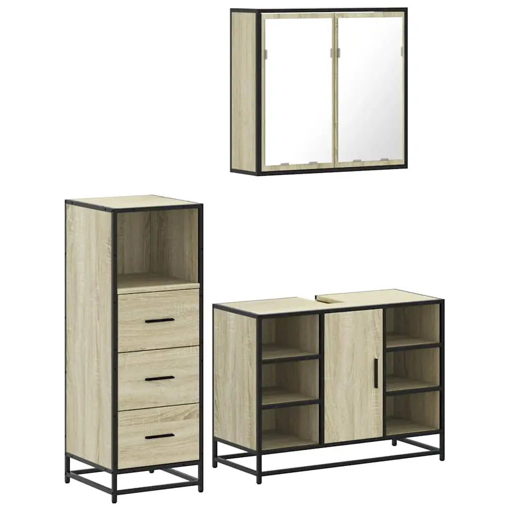 Ensemble de meubles de salle de bain 3 pcs chêne sonoma - XIOS