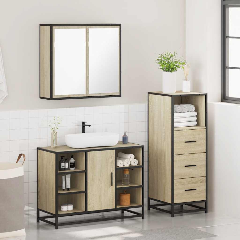 Ensemble de meubles de salle de bain 3 pcs chêne sonoma