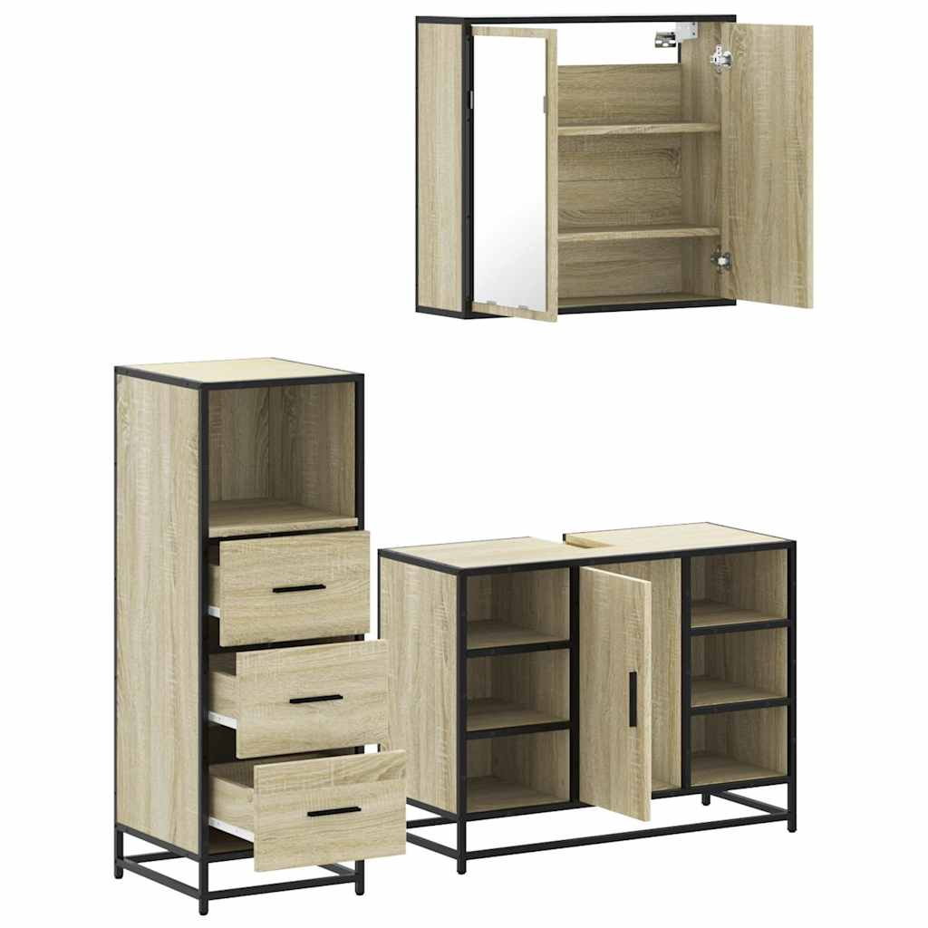 Ensemble de meubles de salle de bain 3 pcs chêne sonoma