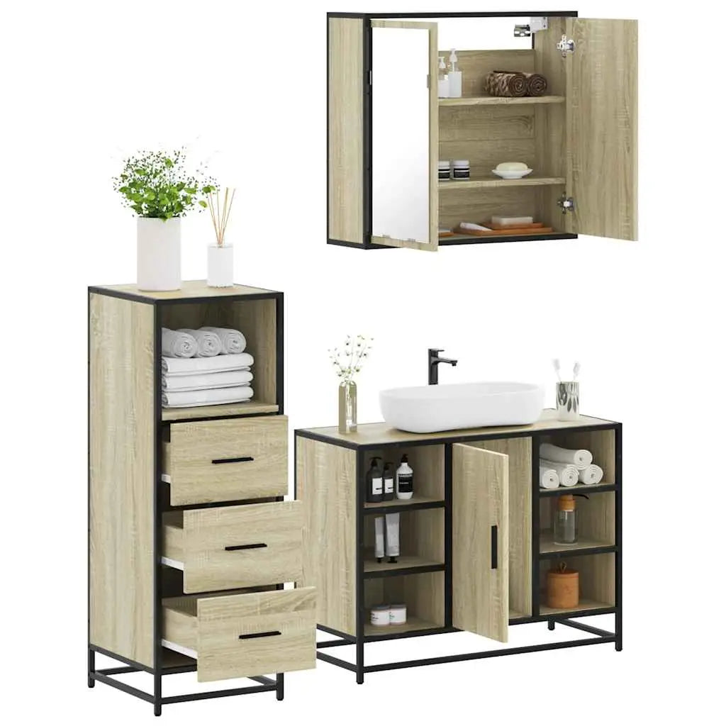 Ensemble de meubles de salle de bain 3 pcs chêne sonoma - XIOS