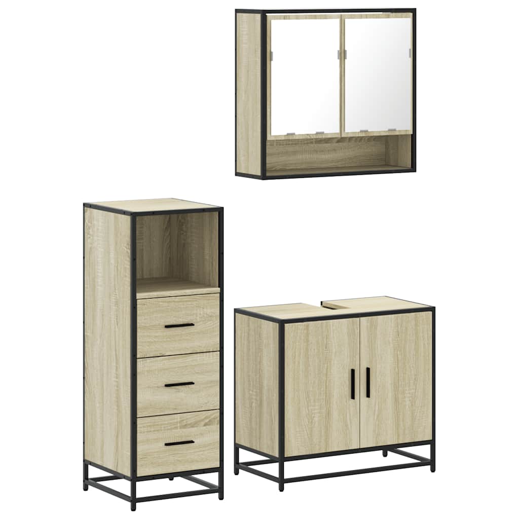 Ensemble de meubles de salle de bain 3 pcs chêne sonoma