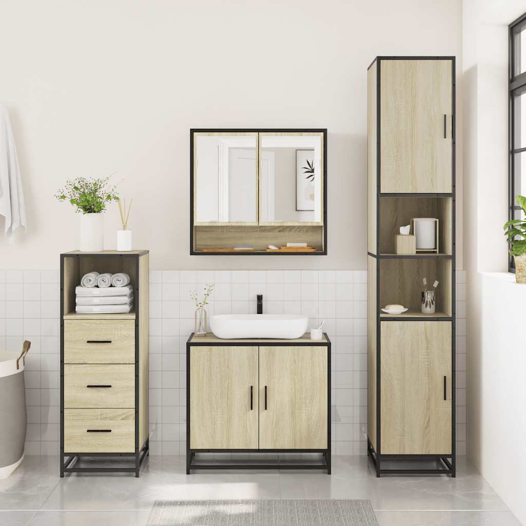 Ensemble de meubles de salle de bain 3 pcs chêne sonoma